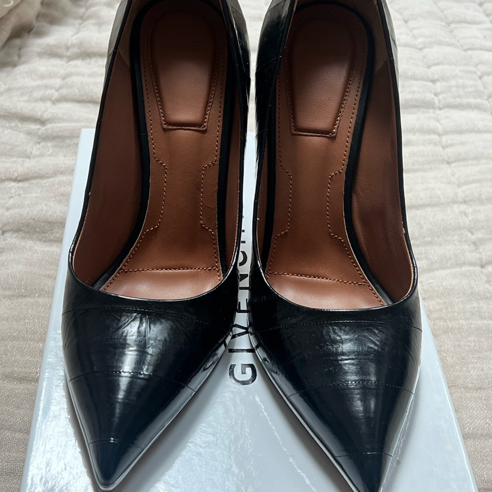 Givenchy Black Croc-Embossed Heels